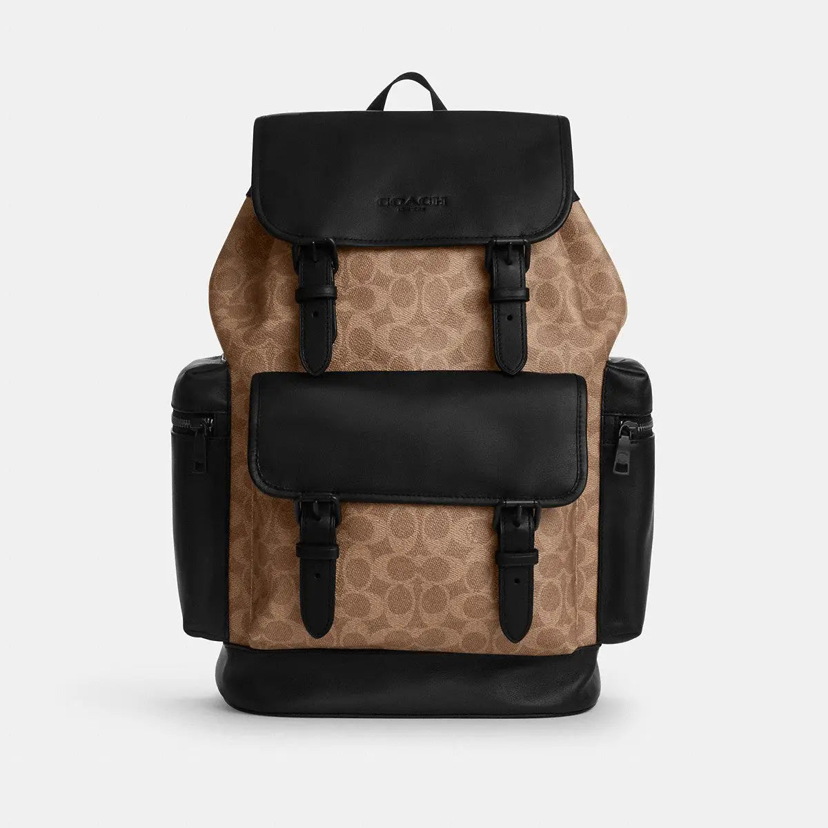 Coach Sprint Backpack Signature Canvas Matte Black/Tan Black