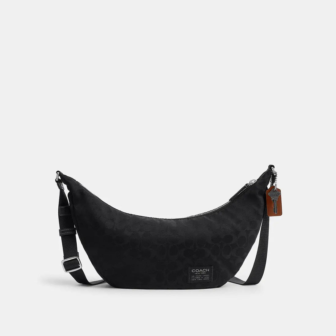 Coach Leon Sling Bag Signature Nylon Jacquard Black