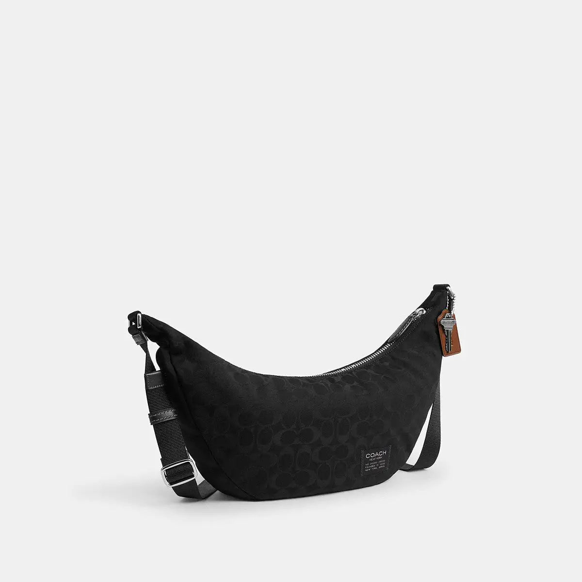 Coach Leon Sling Bag Signature Nylon Jacquard Black