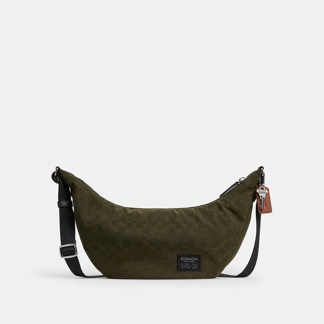Coach Leon Sling Bag Signature Nylon Jacquard Dark Moss