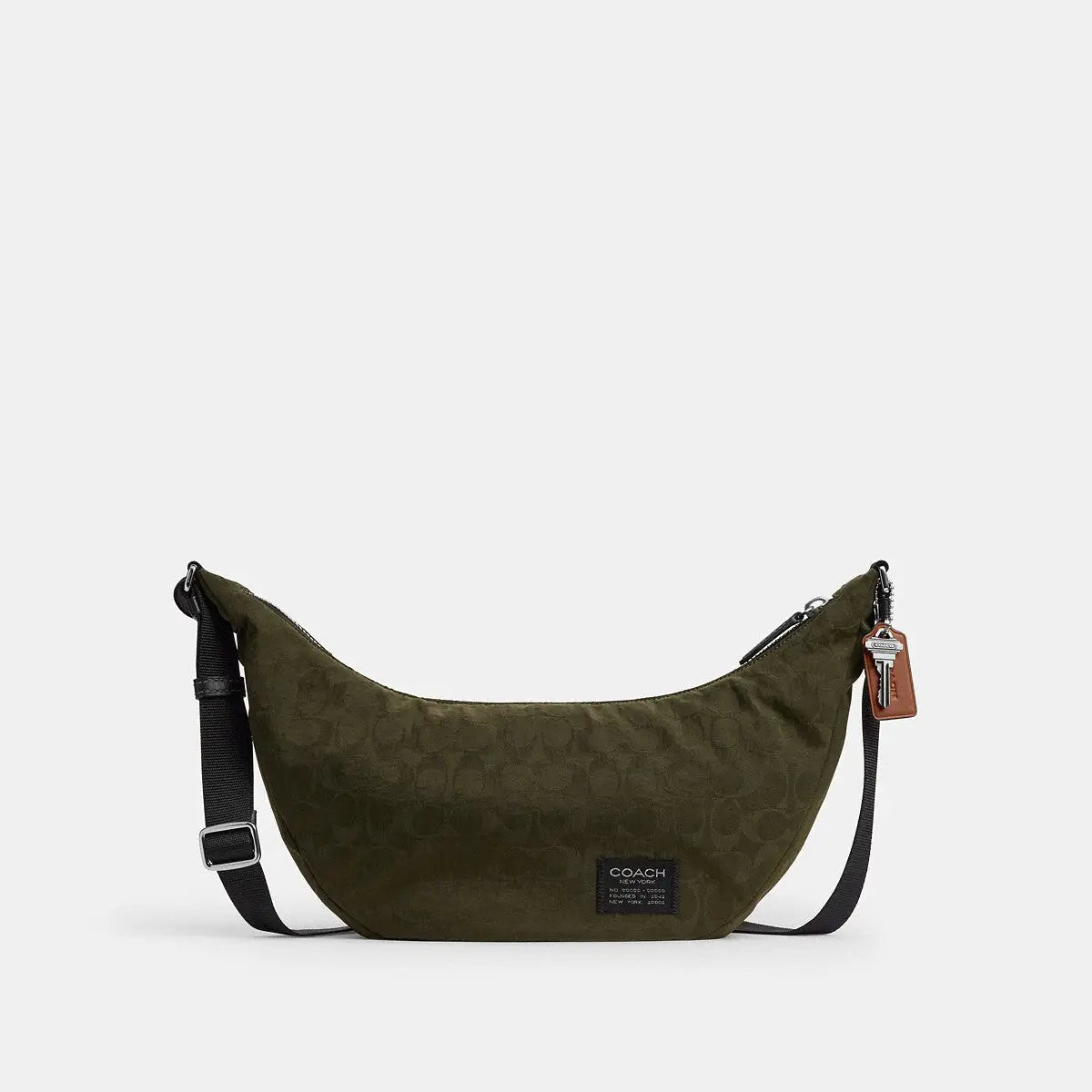 Coach Leon Sling Bag Signature Nylon Jacquard Dark Moss
