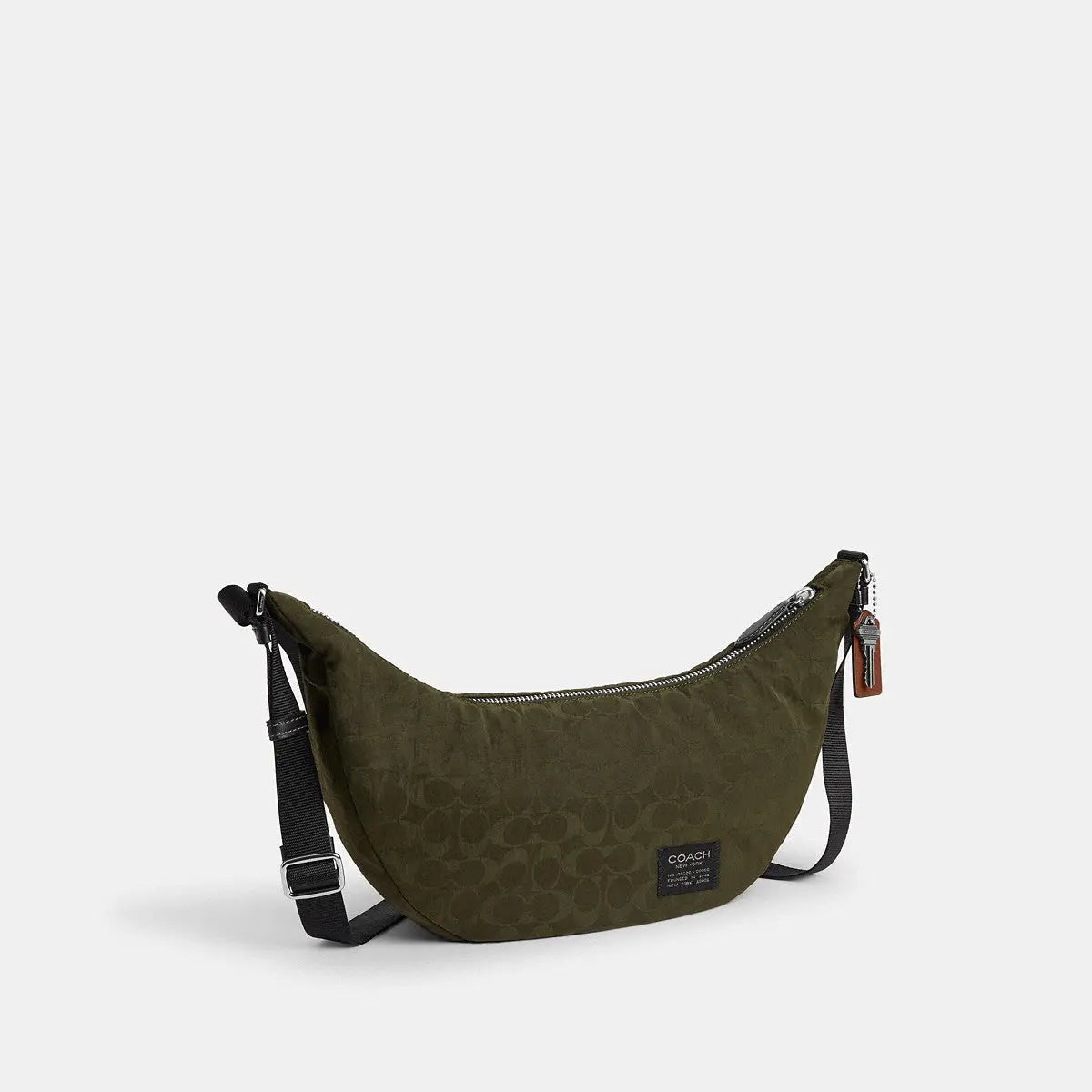 Coach Leon Sling Bag Signature Nylon Jacquard Dark Moss