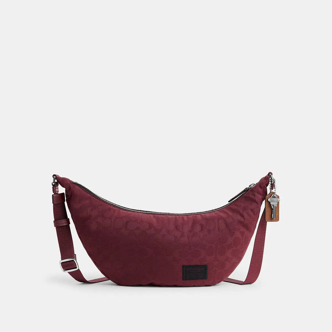 Coach Leon Sling Bag Signature Nylon Jacquard Light Maroon