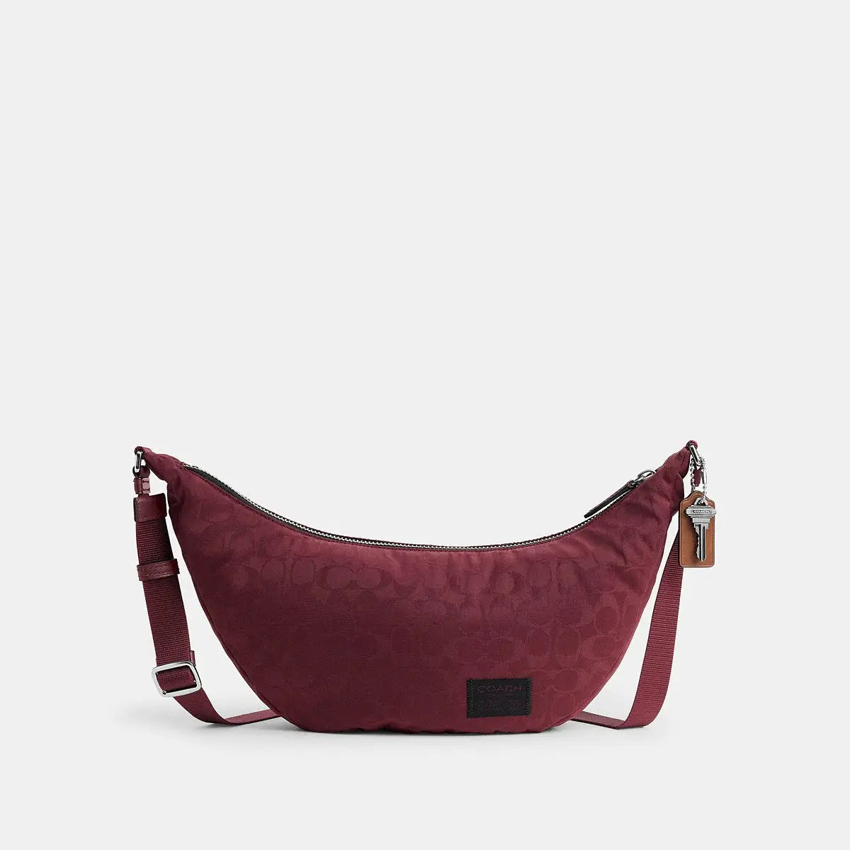 Coach Leon Sling Bag Signature Nylon Jacquard Light Maroon