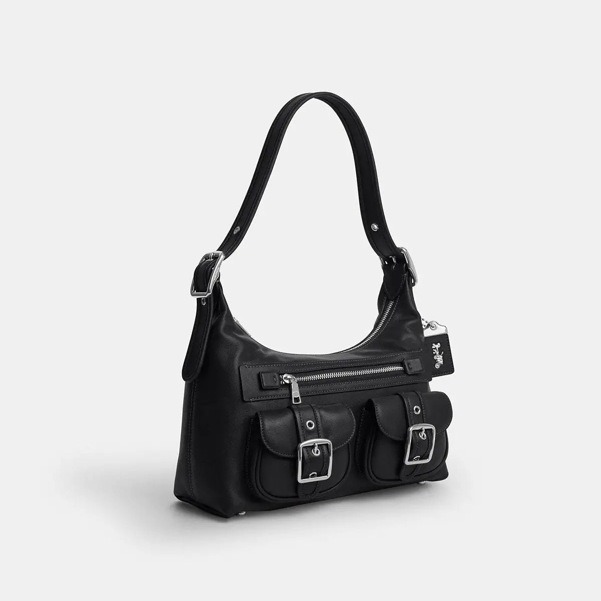 Coach Allison Zip Top Shoulder Bag Silver/Black