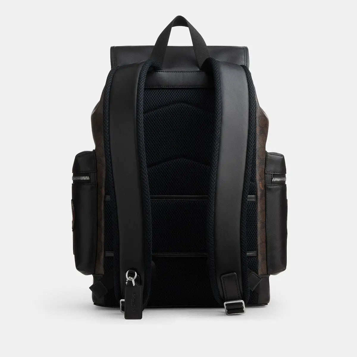 Coach Sprint Backpack Signature Canvas Patches Silver/Walnut/Black