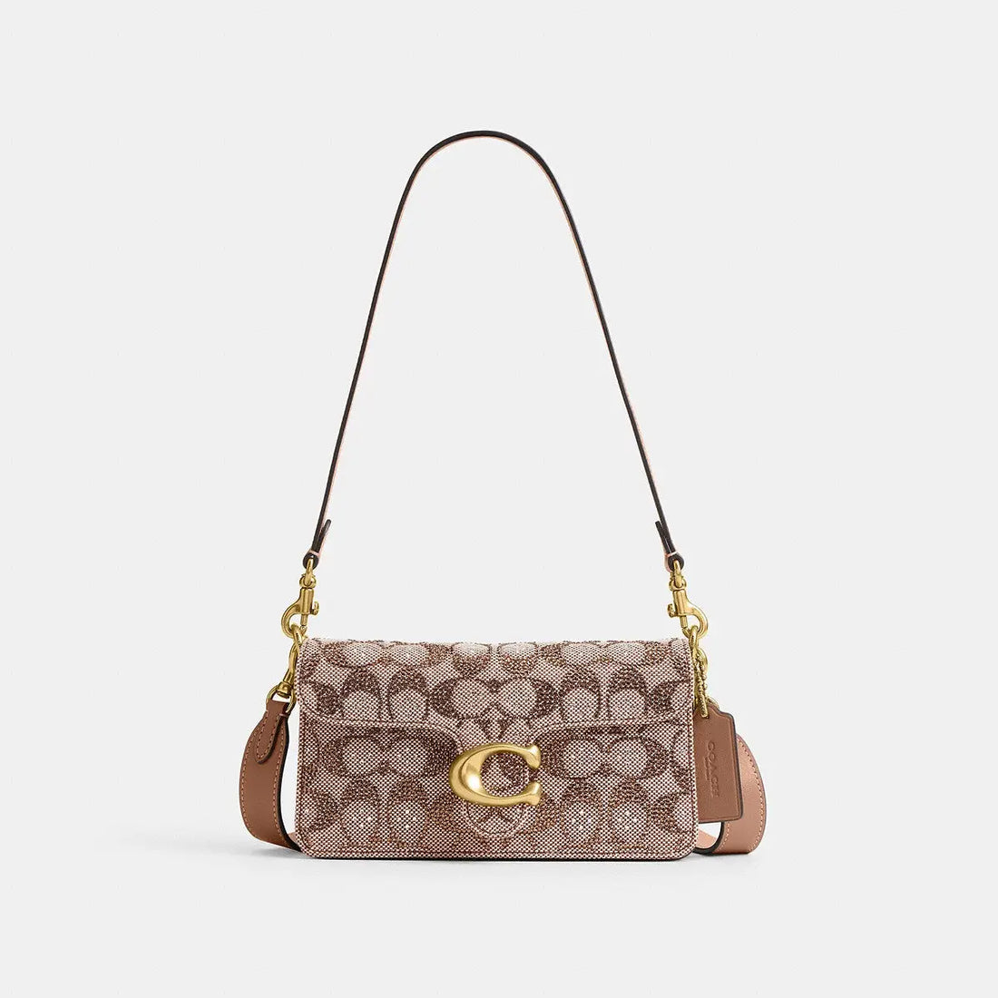 Coach Soft Tabby Shoulder Bag 20 Crystal Jacquard Brass/Mushroom