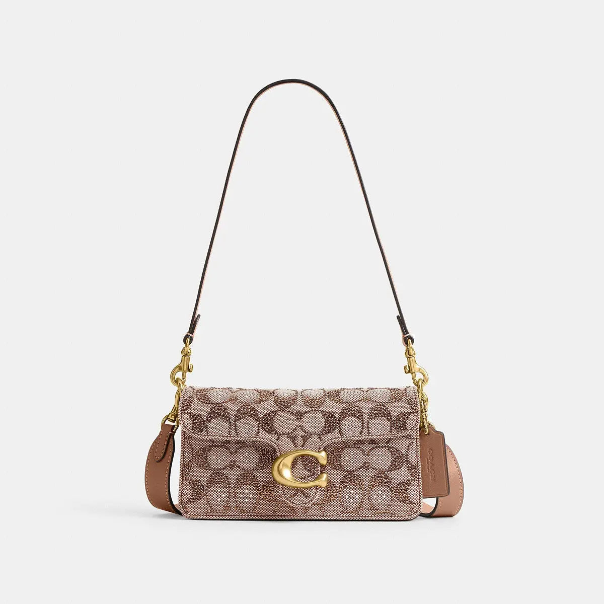 Coach Soft Tabby Shoulder Bag 20 Crystal Jacquard Brass/Mushroom