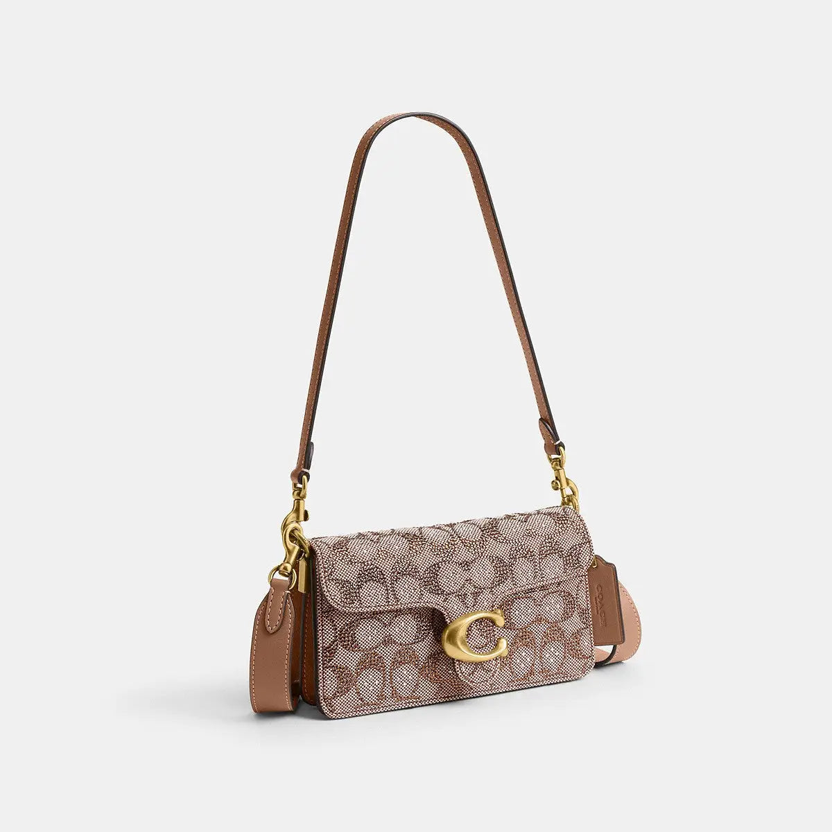Coach Soft Tabby Shoulder Bag 20 Crystal Jacquard Brass/Mushroom