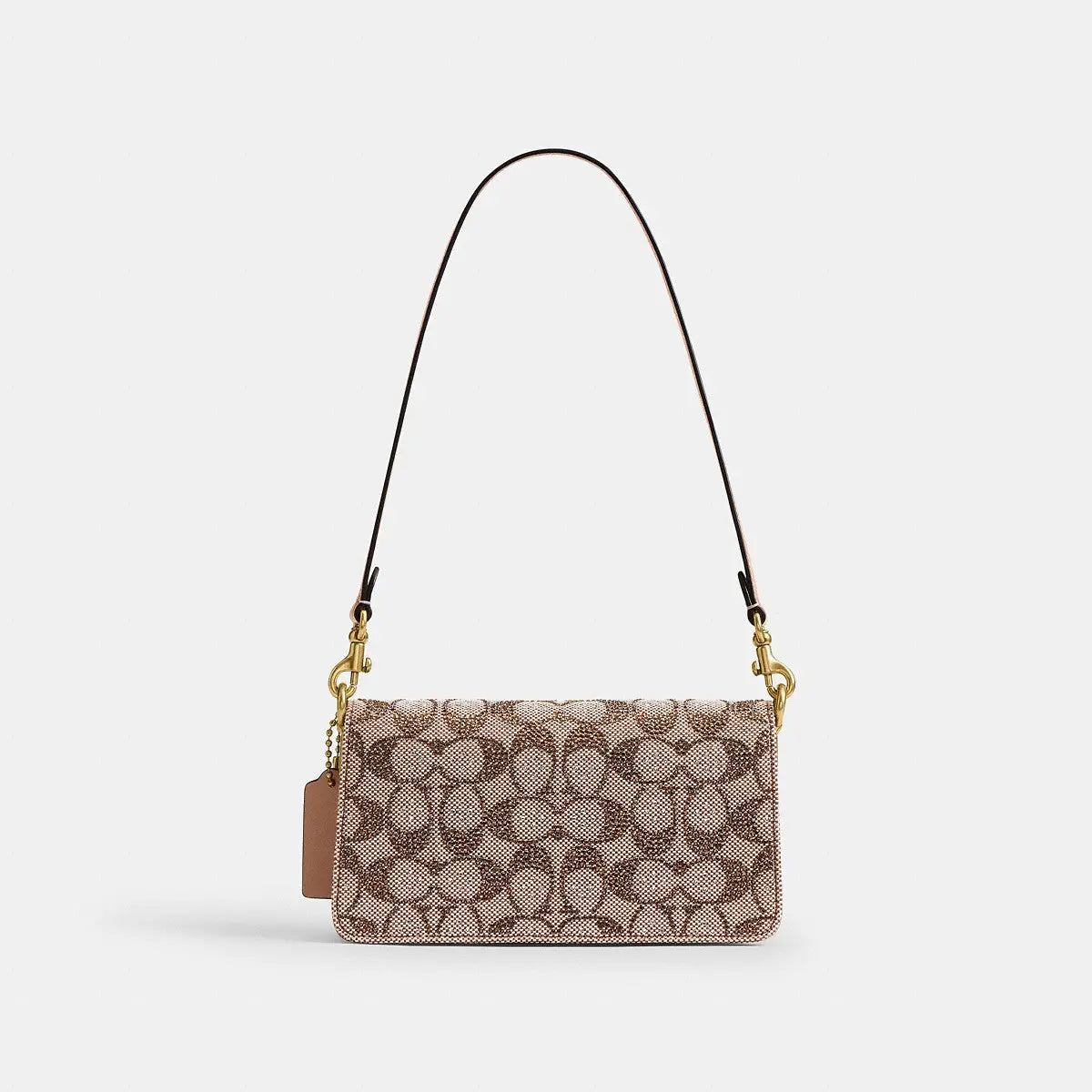 Coach Soft Tabby Shoulder Bag 20 Crystal Jacquard Brass/Mushroom