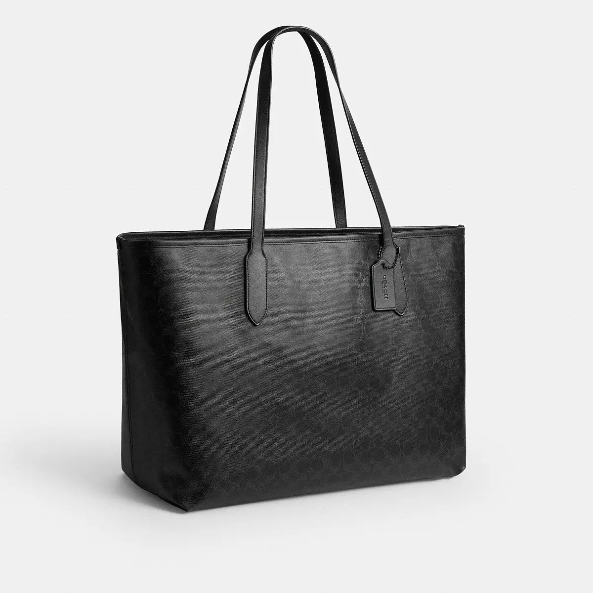 Coach City Tote Bag 47 Signature Cotton Matte Black/Black