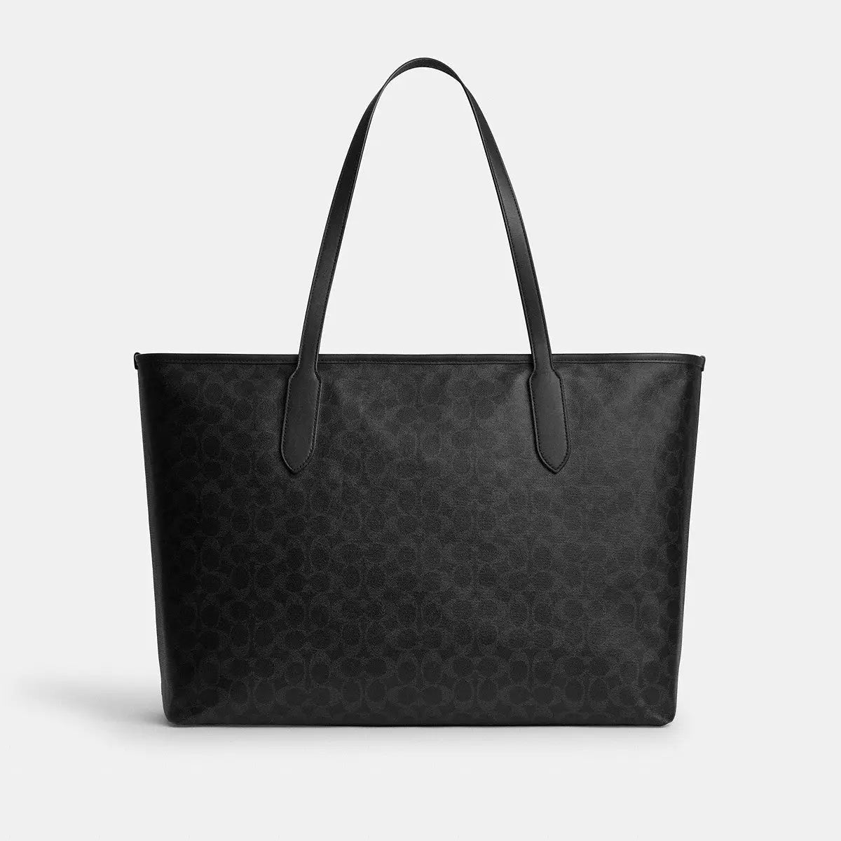 Coach City Tote Bag 47 Signature Cotton Matte Black/Black