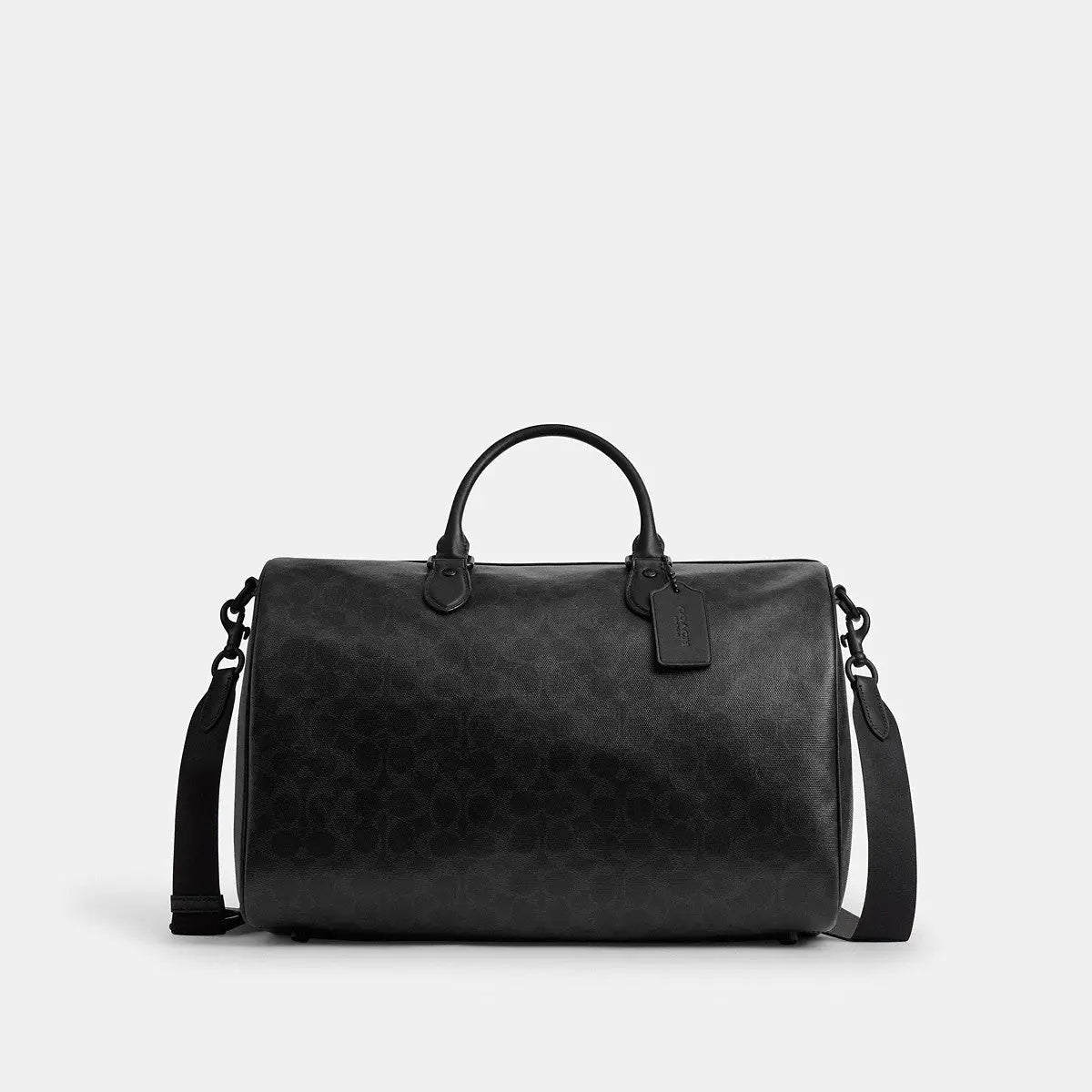 Coach Rowan Satchel Bag 40 Signature Cotton Matte Black/Black
