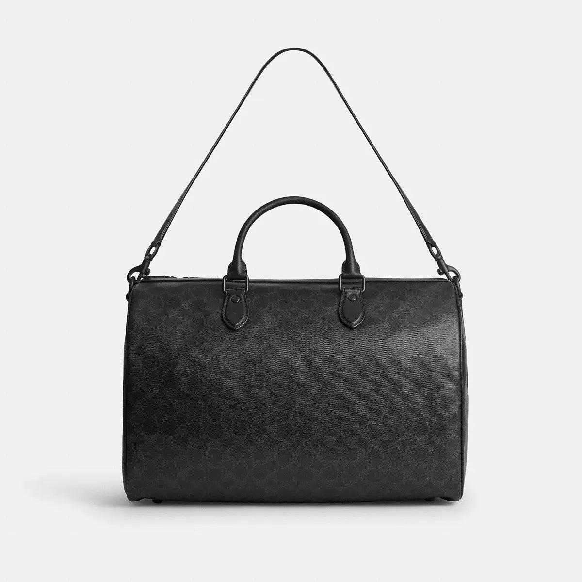 Coach Rowan Satchel Bag 40 Signature Cotton Matte Black/Black