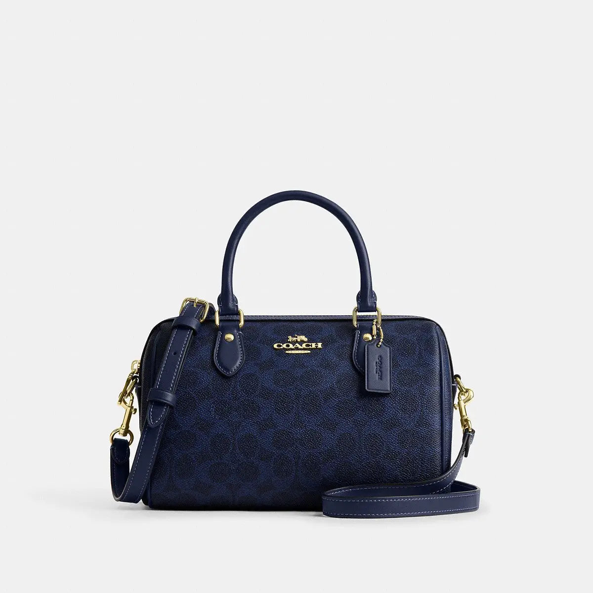Coach Rowan Satchel Signature Canvas Gold/Navy