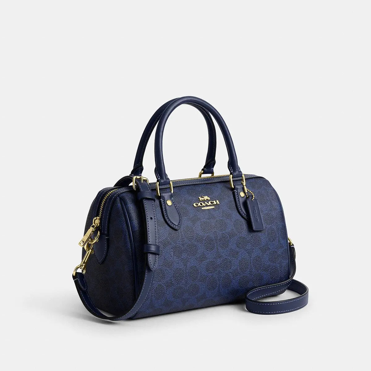 Coach Rowan Satchel Signature Canvas Gold/Navy