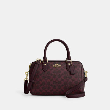 Coach Rowan Satchel Signature Canvas Gold/Black Currant Multi