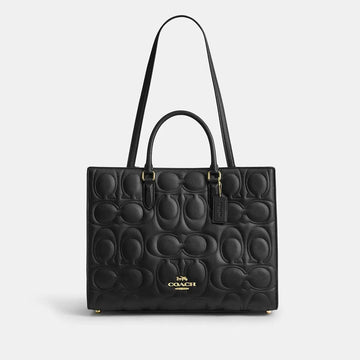 Coach Maggie Tote Bag Signature Leather Gold/Black