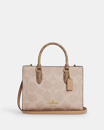 Maggie Small Tote Bag In Blocked Signature Canvas